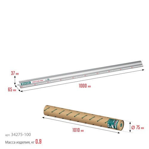 Линейка алюминиевая KRAFTOOL 34275-100 KRAFT-LINE, 1.0 м, усиленная со стальн. направл. - изображение 4