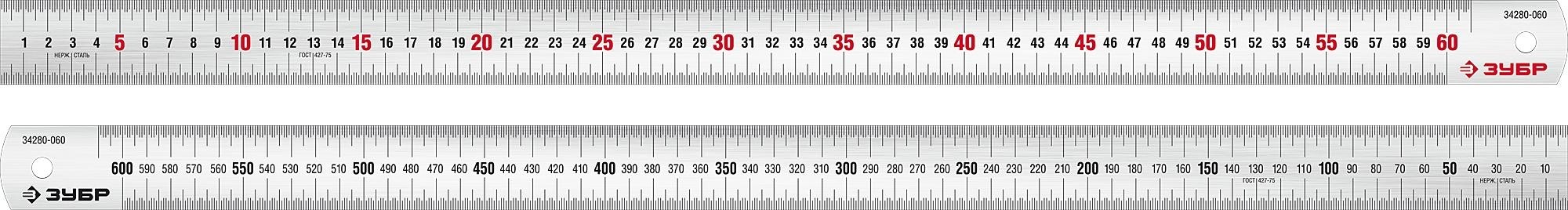Линейка металлическая ЗУБР 34280-060 усиленная нержавеющая про-60, 0,60 м
