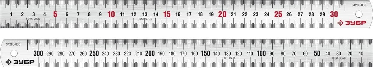 Линейка металлическая ЗУБР Про-30 0,30 м, усиленная нержавеющая 34280-030