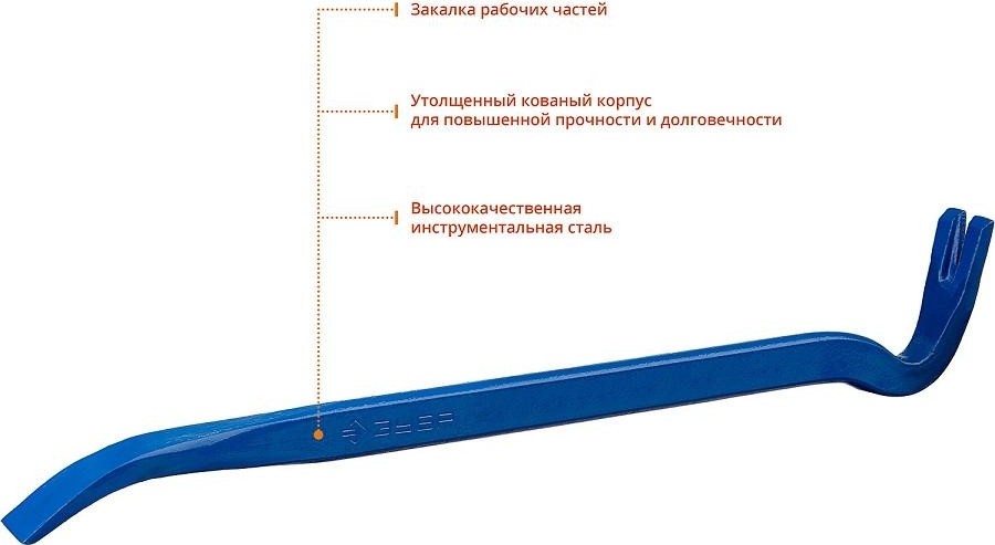 Лом-гвоздодер ЗУБР ПРОФЕССИОНАЛ ТИТАН 450 мм, 25х12 мм, кованый усиленный, 2165-45 - изображение 2