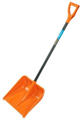 Лопата для уборки снега СИБРТЕХ 61666 пластиковая, стальной черенок, усиленная