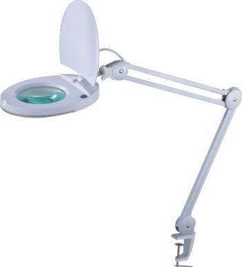 Лупа на струбцине REXANT круглая, 8D с подсветкой и крышкой, белая  31-0221