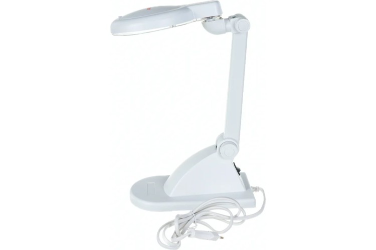 Лупа настольная REXANT 31-0242 3D+12D с подсветкой, ø90мм, белая