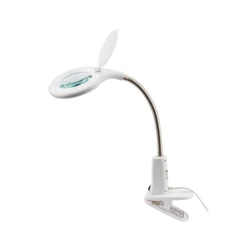 Лупа настольная REXANT 31-0244 3D+12D с подсветкой 60 LED, прищепка, ø100мм белая
