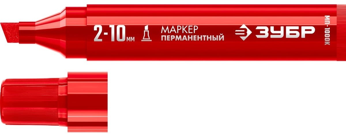 Маркер перманентный ЗУБР МП-1000К 2-10 мм, клиновидный, красный  06333-3