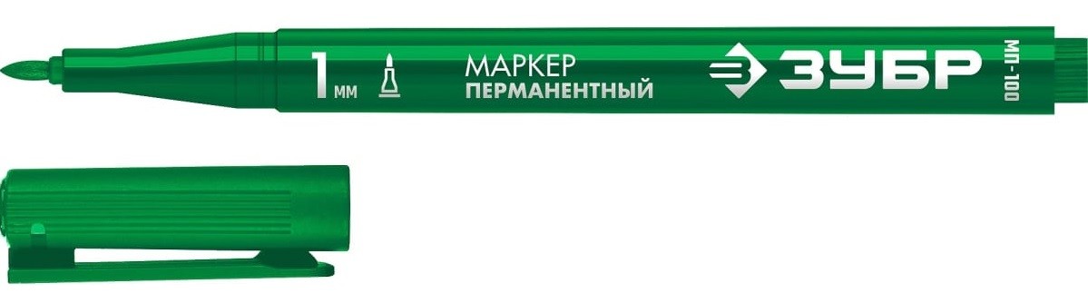 Маркер перманентный ЗУБР МП-100 1 мм, заостренный, зеленый  06320-4 - изображение 2