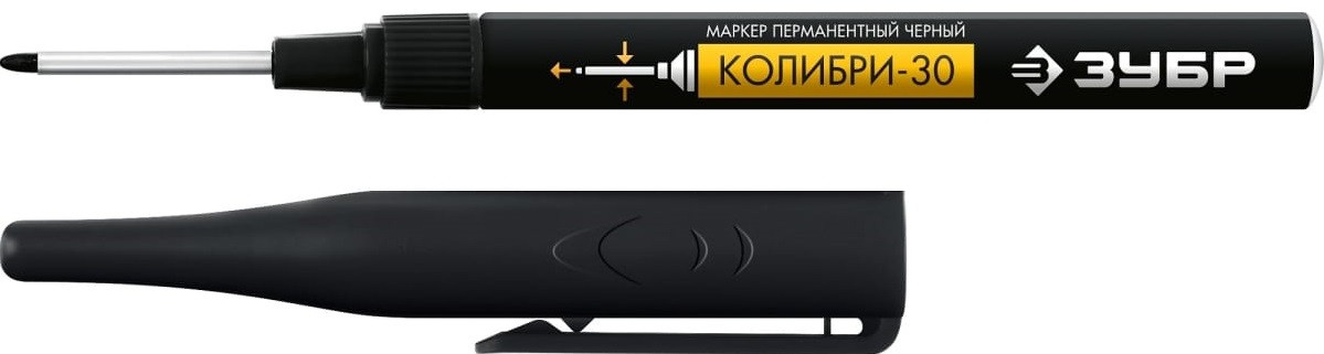 Маркер перманентный ЗУБР МП-1000К колибри-30 1 мм, заостренный, черный 06338-2