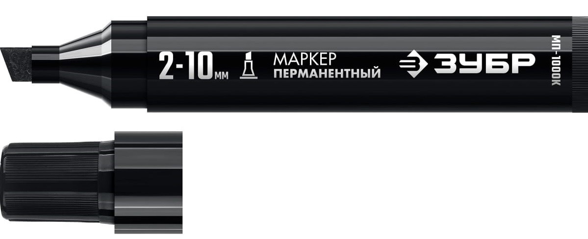Маркер перманентный ЗУБР МП-1000К 2-10 мм, клиновидный, черный  06333-2