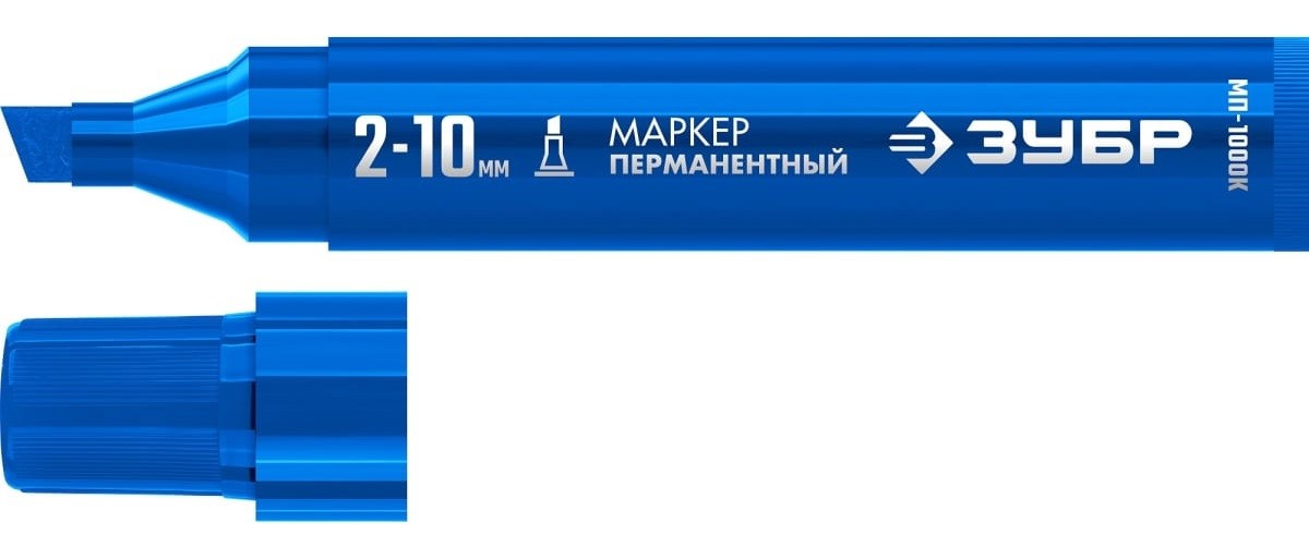 Маркер перманентный ЗУБР МП-1000К 2-10 мм, клиновидный, синий  06333-7
