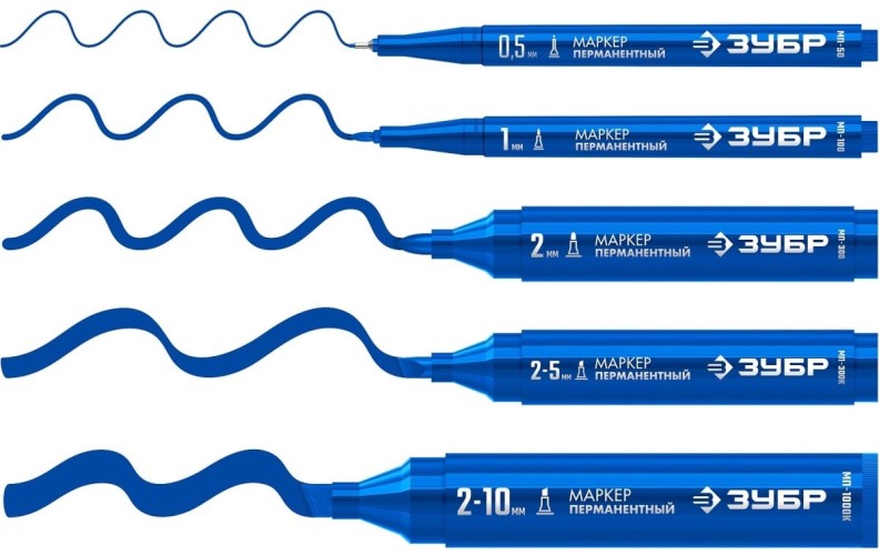 Маркер перманентный ЗУБР МП-300К 2-5 мм, клиновидный, синий  06323-7 - изображение 3