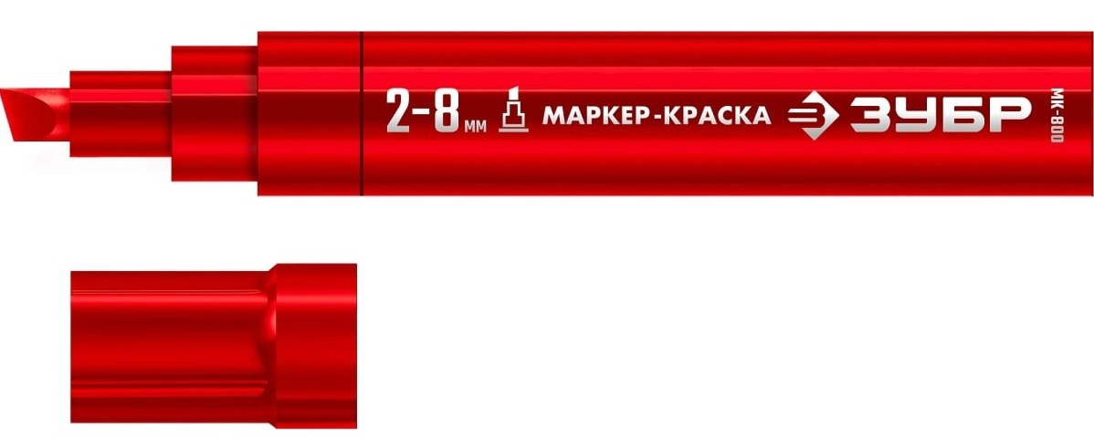 Маркер ЗУБР 06327-3 МК-800 2-8 мм, клиновидный, красный, экстрабольшой