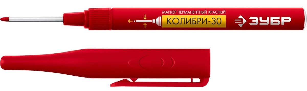 Маркер ЗУБР КОЛИБРИ-30 1 мм, заостренный, красный, перманентный  06338-3
