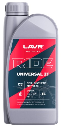 Масло для 2-тактных мотоциклов LAVR MOTO RIDE UNIVERSAL 2T FC, 1 л Ln7741