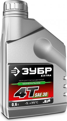 Масло для 4-тактных бензиновых двигателей ЗУБР EXTRA 4Т-30 минеральное, 0.6 л 70613-06
