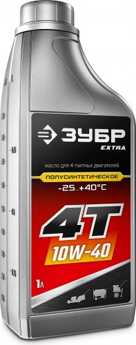 Масло для 4-тактных бензиновых двигателей ЗУБР EXTRA 4Т-10W40 полусинтетическое 1 л. 70611-1