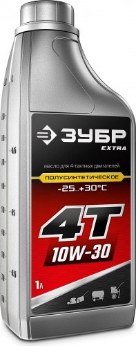 Масло для 4-тактных бензиновых двигателей ЗУБР EXTRA 4Т-10W30 полусинтетическое 1 л. 70610-1