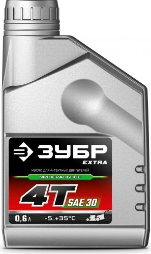 Масло для 4-тактных бензиновых двигателей ЗУБР EXTRA 4Т-30 минеральное, 0.6 л 70613-06 - изображение 2