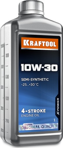 Масло для 4-тактных двигателей KRAFTOOL SAE 10W30 1 л, полусинтетическое 41510-1