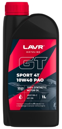 Масло для мотоциклов LAVR MOTO GT SPORT 4T 10W40 SN, 1 л Ln7727