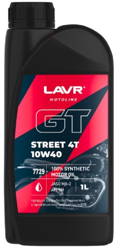 Масло для мотоциклов LAVR MOTO GT STREET 4T 10W40 SM, 1 л Ln7725