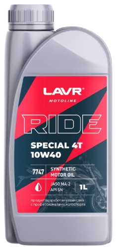 Масло для мотоциклов LAVR MOTO RIDE SPECIAL 4T 10W40 SN, 1 л Ln7747