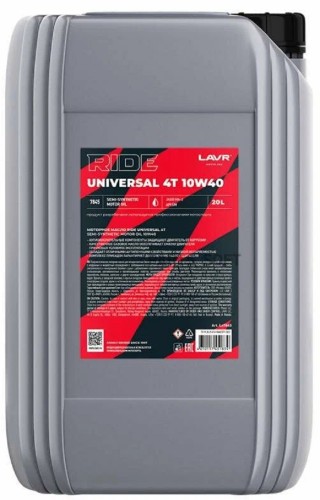 Масло для мотоциклов LAVR MOTO RIDE UNIVERSAL 4T 10W40 SM, 20 л Ln7845