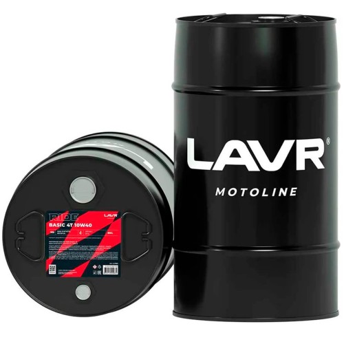 Масло для мотоциклов LAVR MOTO RIDE BASIC 4T 10W40 SL, 60 л Ln7850