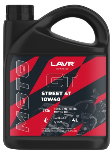 Масло для мотоциклов LAVR MOTO GT STREET 4T 10W40 SM, 4 л Ln7726