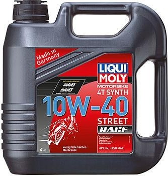 Масло для мотоциклов LIQUI MOLY SAE 10W40 Motorbike 4T Synth Street Race  4 л 20754 синтетическое 20754