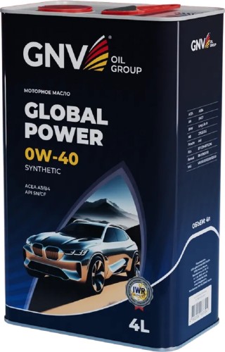 Масло моторное GNV Global Power 0W40 Synthetic 4 л (металл. канистра) GGP1M11064010130040004