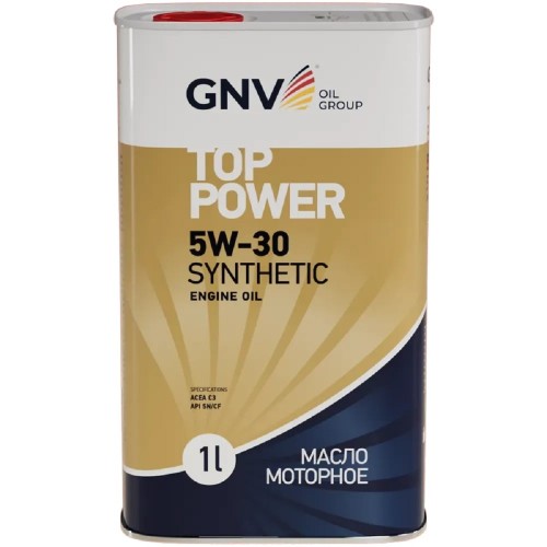 Масло моторное GNV Top Power 5W30 Synthetic 1 л (металл. канистра) GTP1011872020010530001 - изображение 2