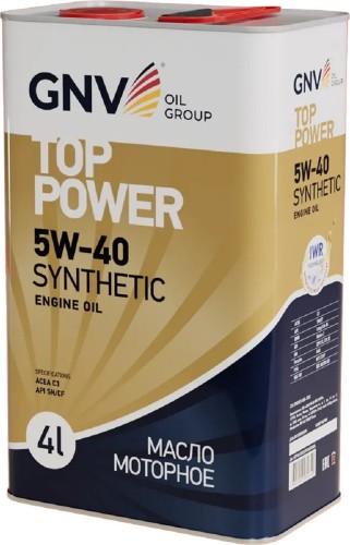 Масло моторное GNV Top Power 5W40 Synthetic 4 л (металл. канистра) GTP1011872019510540004