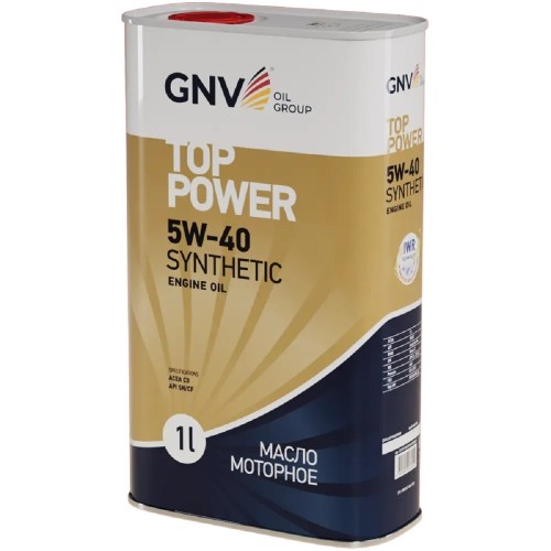 Масло моторное GNV Top Power 5W40 Synthetic 1 л (металл. канистра) GTP1011872019510540001