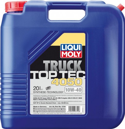 Масло моторное LIQUI MOLY SAE 10W40 Top Tec Truck 4050  20 л 3794 синтетическое 3794