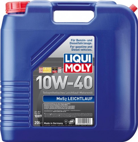Масло моторное LIQUI MOLY SAE 10W40 MoS2 Leichtlauf  20 л 1089 полусинтетическое 1089