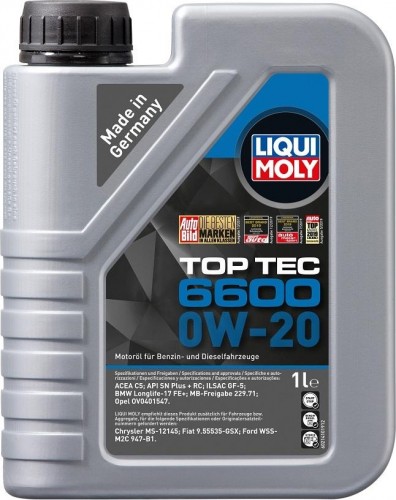 Масло моторное LIQUI MOLY SAE  0W20 Top Tec 6600  1 л 21410 синтетическое 21410