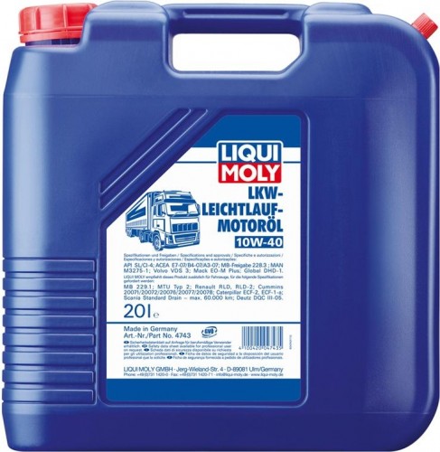 Масло моторное LIQUI MOLY SAE 10W40 LKW-Leichtlauf-Motoroil Basic  20 л 4743 синтетическое 4743