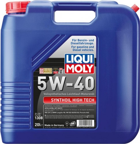 Масло моторное LIQUI MOLY SAE  5W40 Synthoil High Tech  20 л 1308 синтетическое 1308