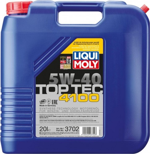 Масло моторное LIQUI MOLY SAE  5W40 Top Tec 4100  20 л. 3702 синтетическое 3702