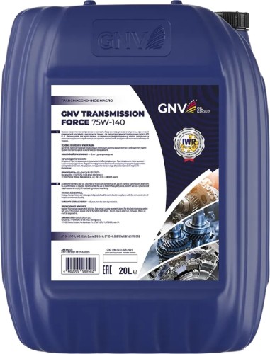 Масло трансмиссионное GNV Transmission Force 75W140 20 л GTF1112202111175140020 - изображение 2