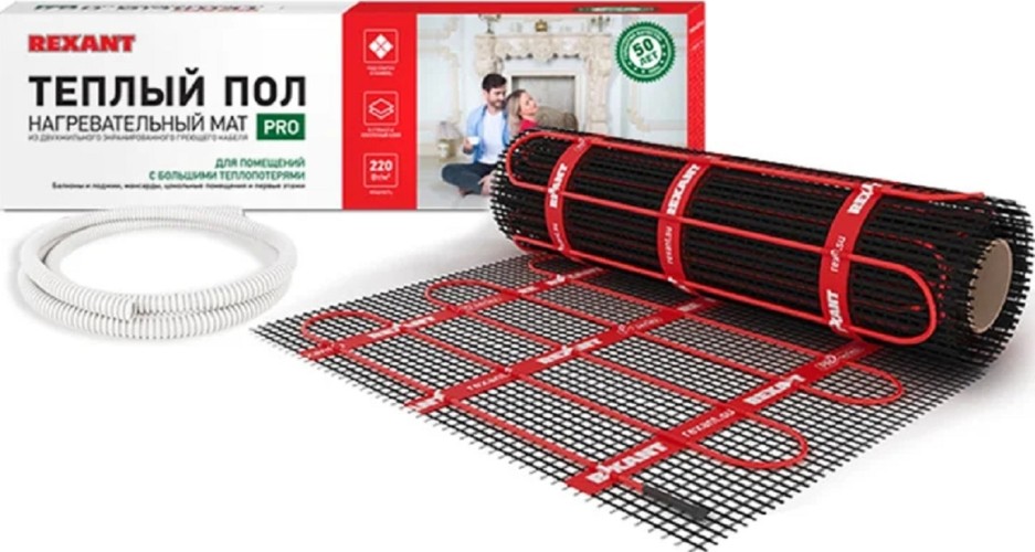 Мат нагревательный REXANT 51-0014 Pro (rnx -3,0-660 площадь 3,0 м² (0,5х6,0 м))