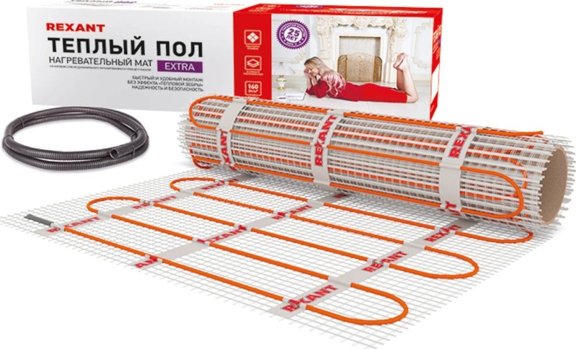 Мат нагревательный REXANT 51-0506 Extra, площадь 3,0 м2(0,5х6,0 метров)