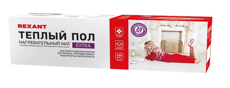 Мат нагревательный REXANT 51-0524 Extra, площадь12,0 м2, 1920Bт, двухжильный