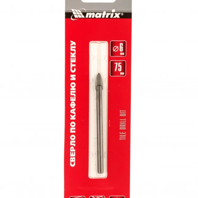 Сверло по керамической плитке MATRIX 6 мм, цилиндрический хвостовик - изображение 2