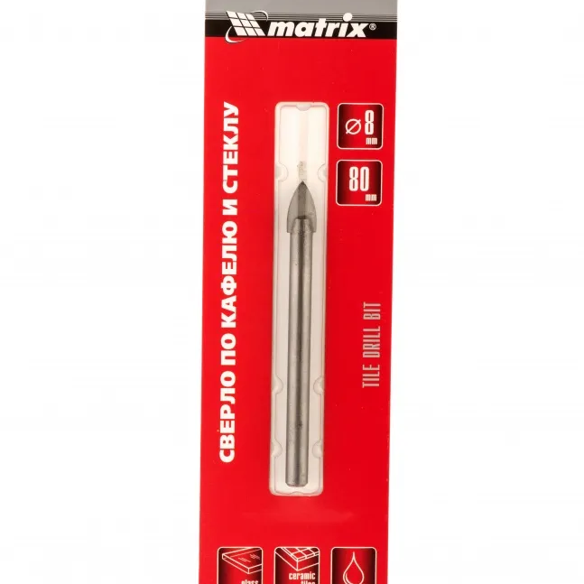 Сверло по керамической плитке MATRIX 8 мм, цилиндрический хвостовик - изображение 2