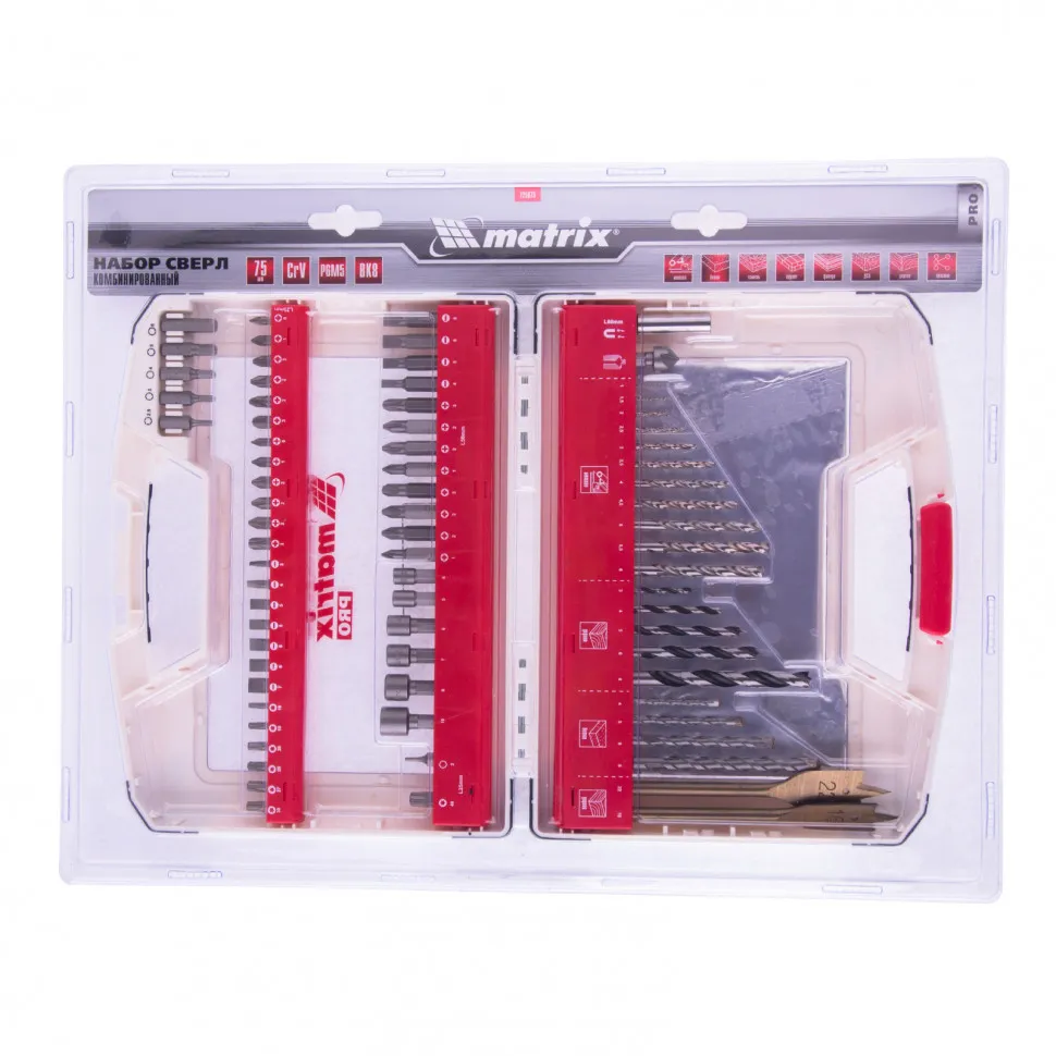 Набор сверл комбинированный Matrix Pro 75 шт 725675 - изображение 6