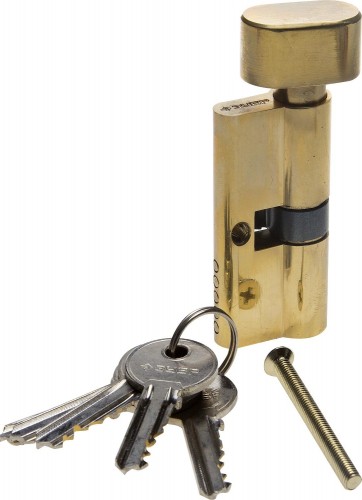 Механизм цилиндровый ЗУБР Мастер "ключ-защелка" цвет латунь, 5-pin, 70мм 52103-70-1