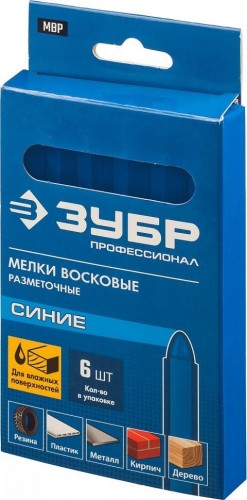 Мелок разметочный ЗУБР ПРОФЕССИОНАЛ синие мелки восковые 6 шт 06330-7 - изображение 2