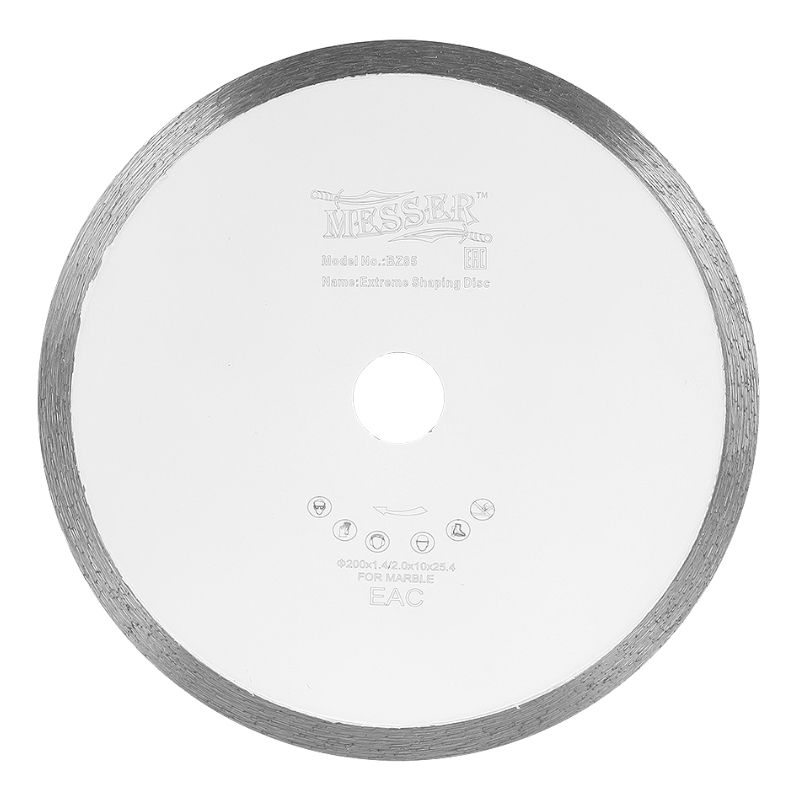 Алмазный диск для резки мрамора MESSER M/X, мокрый, 200D-2.0T-10W-25,4/22.2