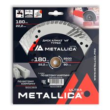 Диск алмазный турбо с бок. защитой METALLICA Ultra 180x22,2 мм, H=8 мм по бетону/кирпичу - изображение 2